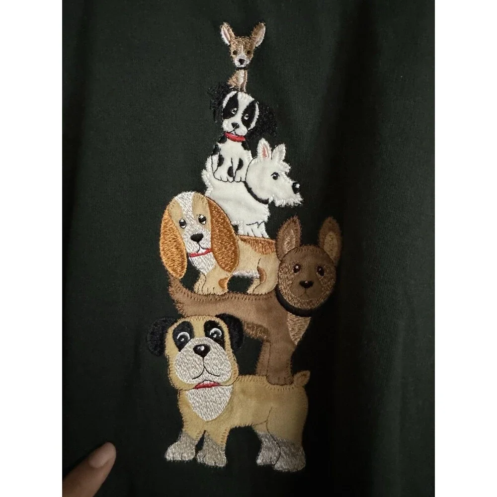 Y2K Decorated Originals M Sweatshirt Embroidered‎  Stacker Dogs Metallic BOHO